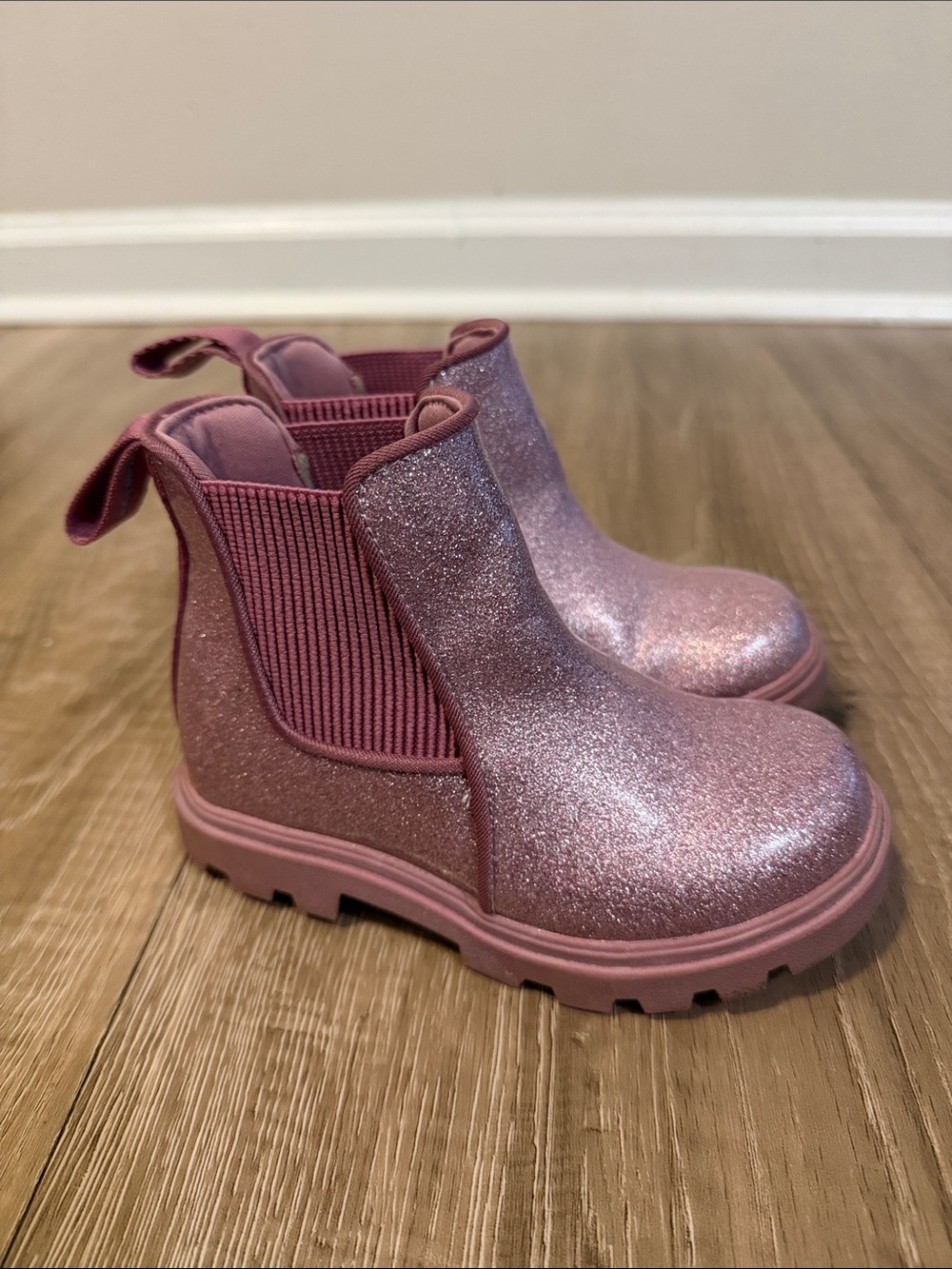 Native Pink Glitter Chelsea Boots for Kids